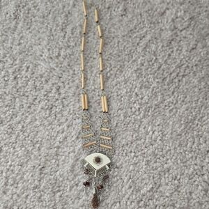 Chic Silver and Gold Eye Pendant Necklace